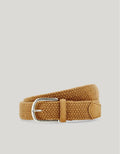 Beige woven leather and wool belt