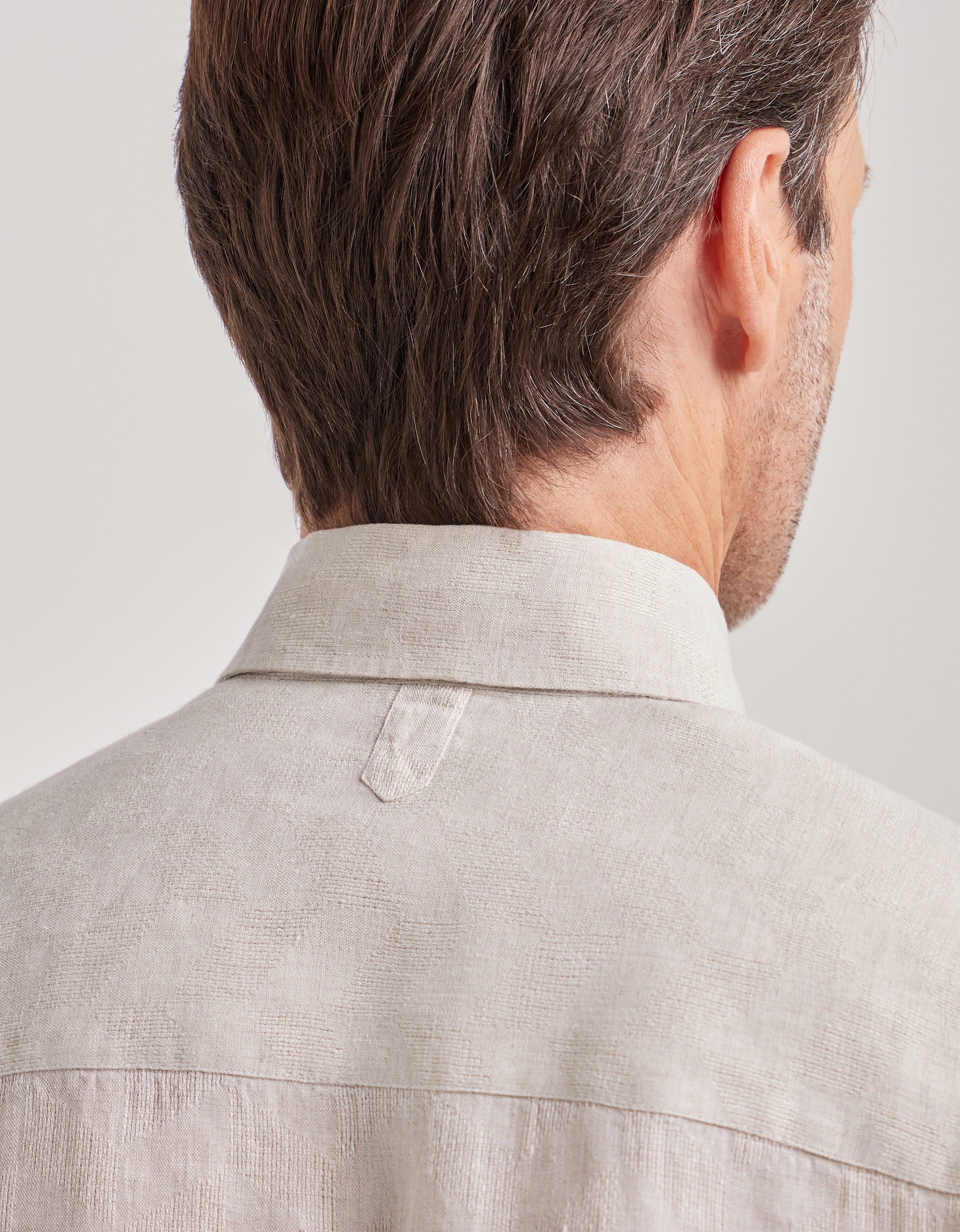 Beige relaxed-fit linen shirt with chest pocket