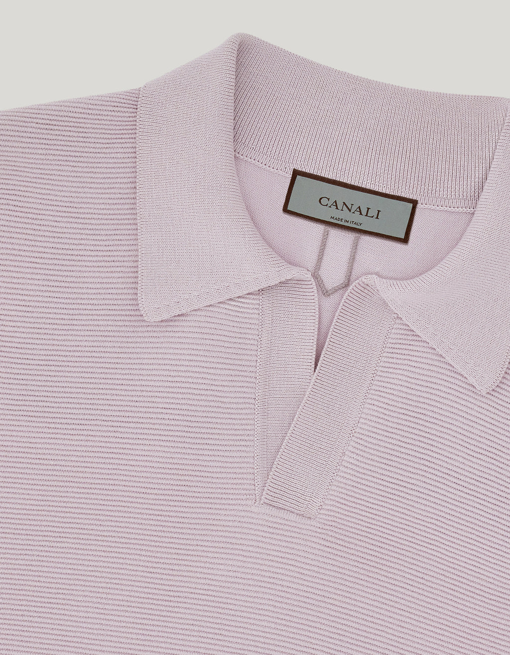 Short-sleeved pink cotton and silk polo shirt, regular fit