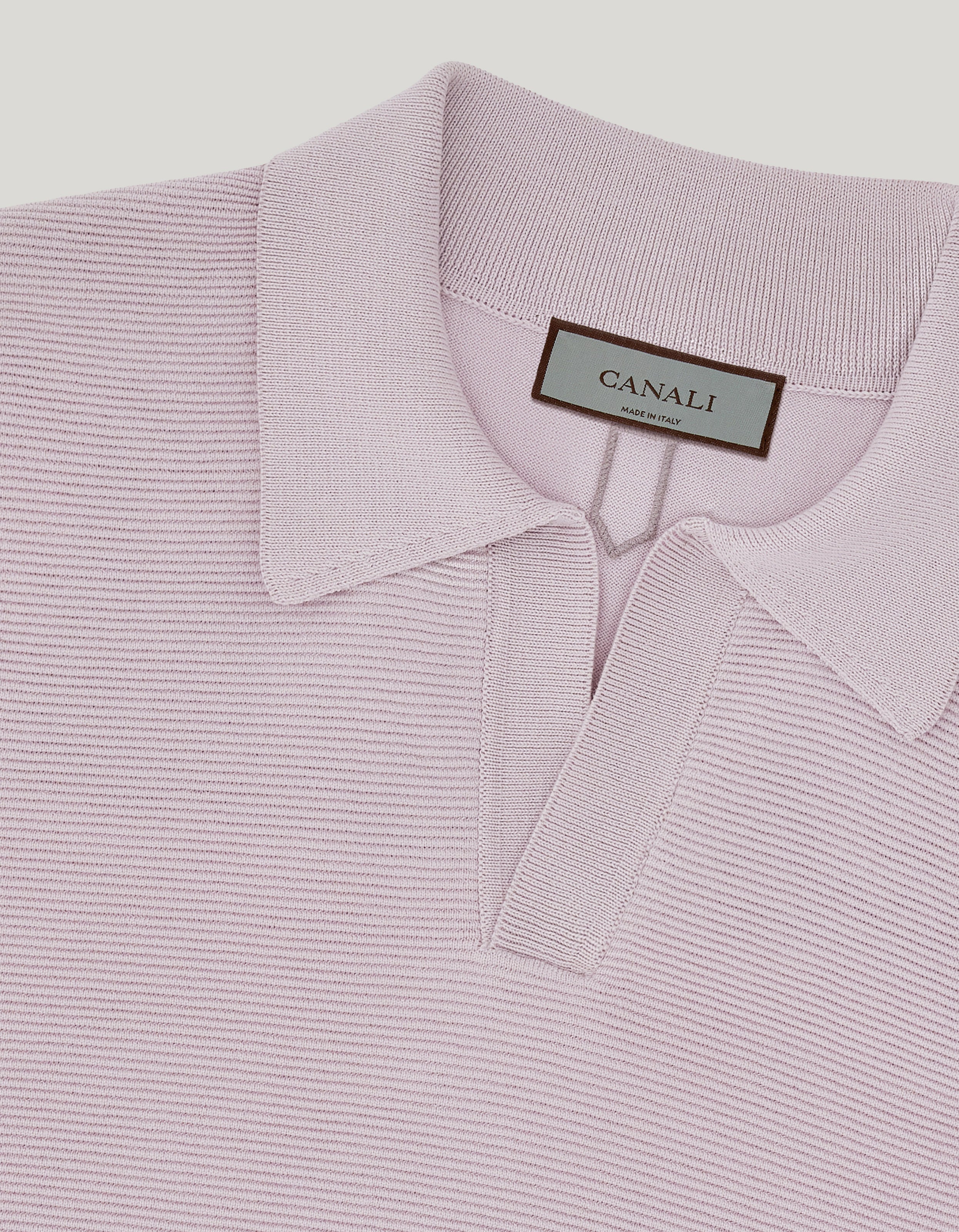 Short-sleeved pink cotton and silk polo shirt, regular fit