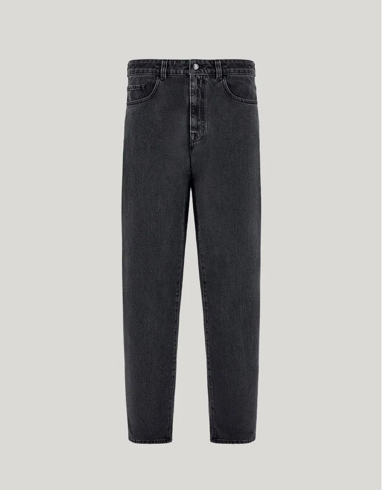 Black regular fit cotton denim jeans