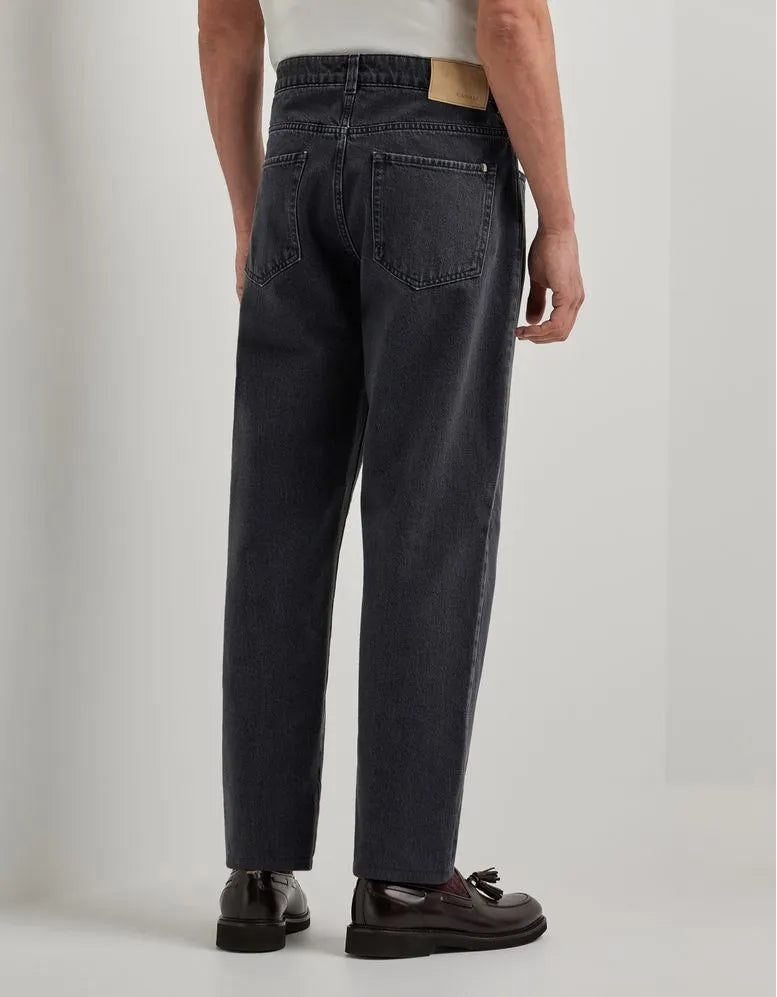 Black regular fit cotton denim jeans