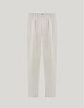 White cotton gabardine twin-pleat trousers